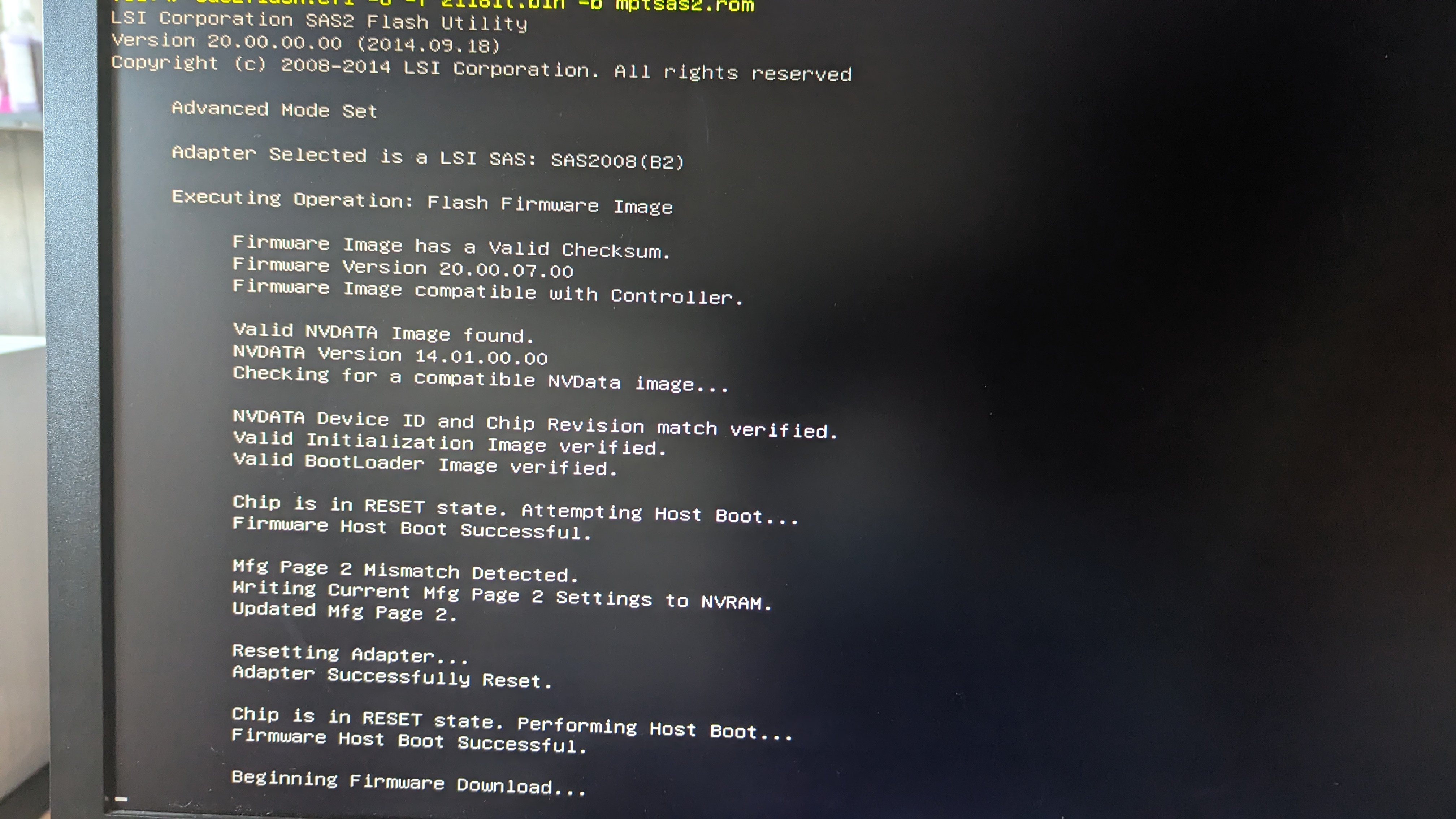 1 card down, 3 more to go! result of flashing in the EFI shell