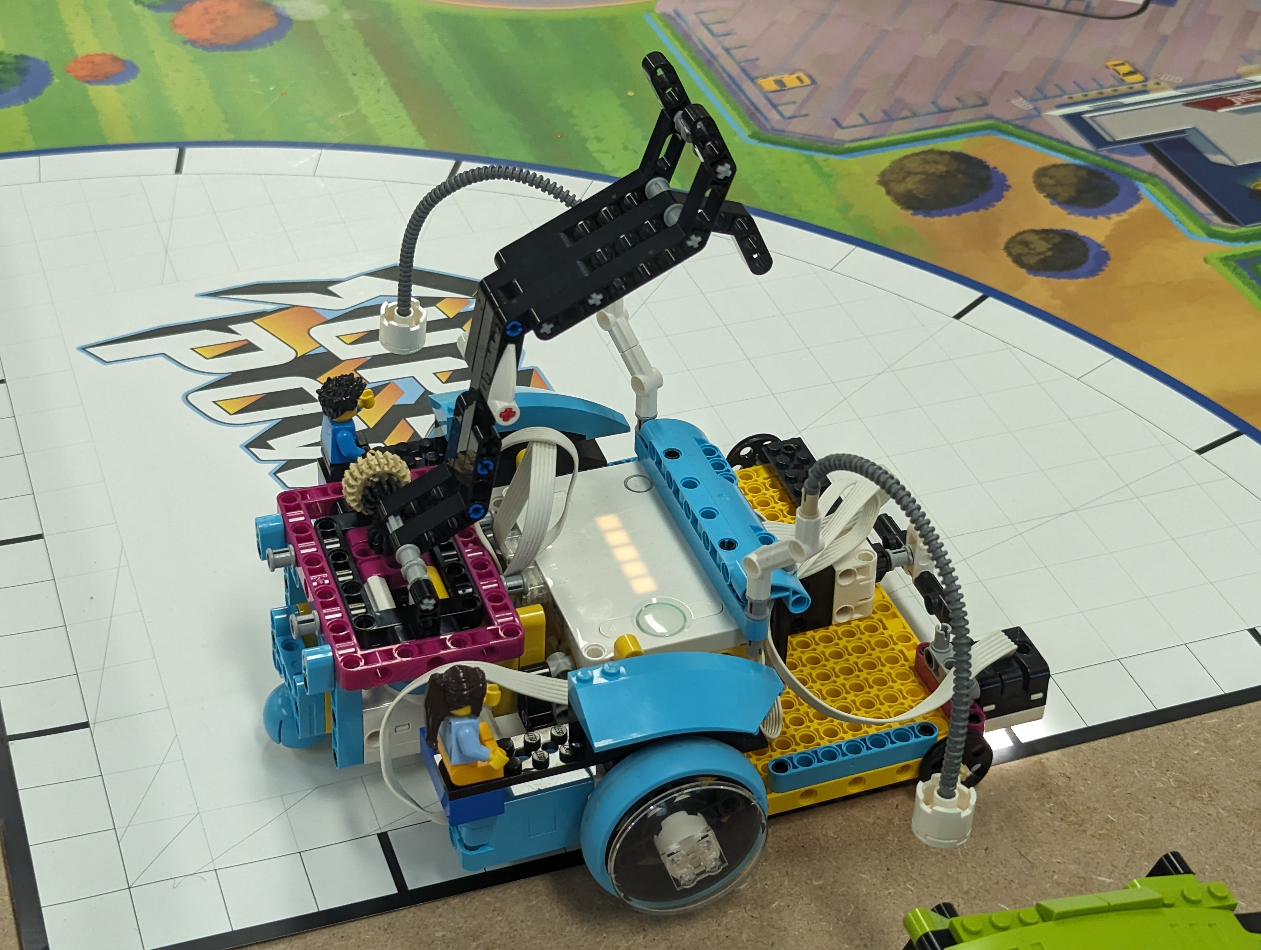 one of the competing robots One of the competing robots on display. This one seems to have a little grabby arm to perform the tasks with.